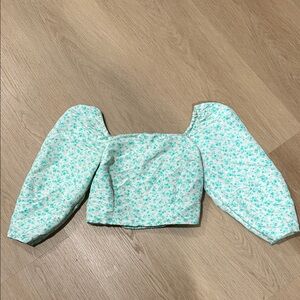 Levi's Floral Puff Sleeve Blouse - White and Blue